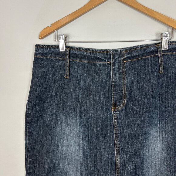 Y2K Vintage Denim Stretch Maxi Skirt Size 1X Western Women's - Picture 2 of 4